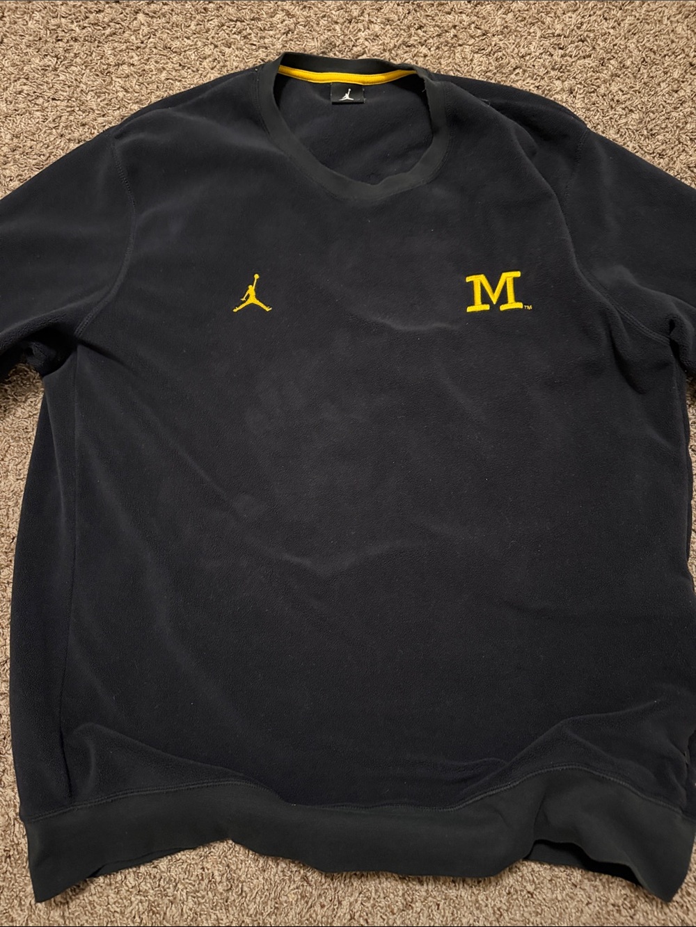 Jordan Men's Black Crewneck Sweater with Yellow Logos